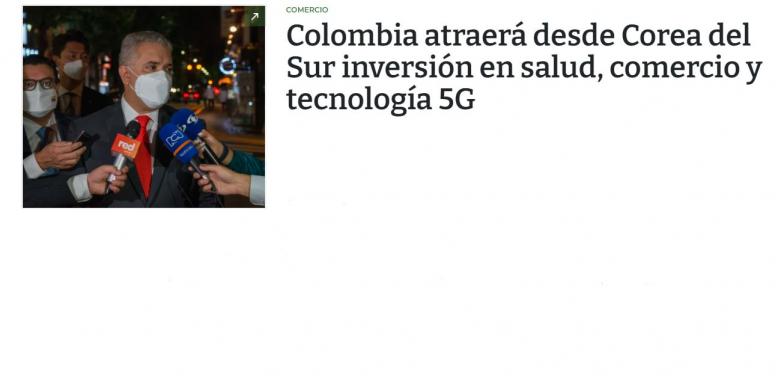 Colombia atraerá desde Corea del Sur inversión en salud, comercio y tecnología 5G